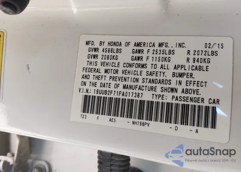 2015 Acura Tlx V6 Advance from USA, damaged, VIN 19UUB2F71FA017387